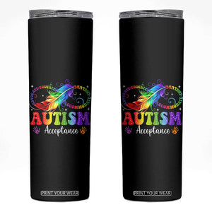 Autism Acceptance Skinny Tumbler Neurodivergent Support Rainbow Feather Infinity Symbol TS14 Black Print Your Wear