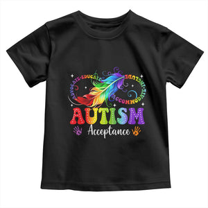Autism Acceptance Toddler T Shirt Neurodivergent Support Rainbow Feather Infinity Symbol TS14 Black Print Your Wear