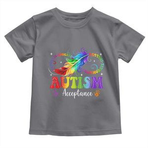 Autism Acceptance Toddler T Shirt Neurodivergent Support Rainbow Feather Infinity Symbol TS14 Charcoal Print Your Wear