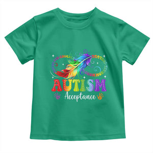 Autism Acceptance Toddler T Shirt Neurodivergent Support Rainbow Feather Infinity Symbol TS14 Irish Green Print Your Wear