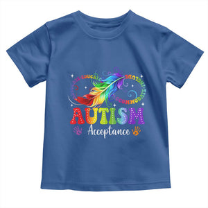 Autism Acceptance Toddler T Shirt Neurodivergent Support Rainbow Feather Infinity Symbol TS14 Royal Blue Print Your Wear