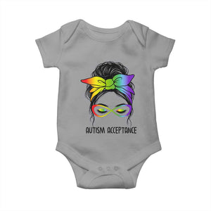 Autism Acceptance Baby Onesie Neurodiversity Awareness Messy Bun Women TS14 Sport Gray Print Your Wear