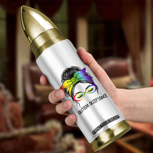 Autism Acceptance Bullet Tumbler Neurodiversity Awareness Messy Bun Women TS14 Print Your Wear