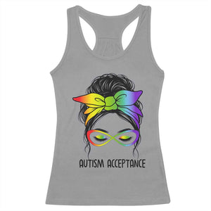 Autism Acceptance Racerback Tank Top Neurodiversity Awareness Messy Bun Women TS14 Sport Gray Print Your Wear