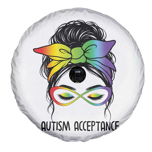 Autism Acceptance Spare Tire Cover Neurodiversity Awareness Messy Bun Women TS14 Print Your Wear