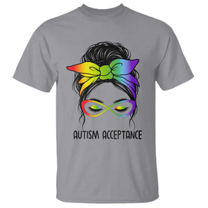 Autism Acceptance T Shirt - Neurodiversity Awareness Messy Bun Women TS14 Sport Gray Print Your Wear