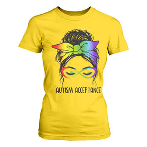 Autism Acceptance T Shirt For Women - Neurodiversity Awareness Messy Bun TS14 Daisy Print Your Wear