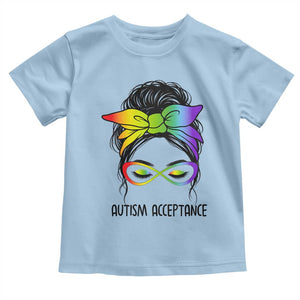 Autism Acceptance Toddler T Shirt Neurodiversity Awareness Messy Bun Women TS14 Light Blue Print Your Wear