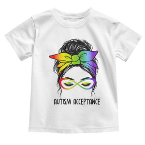 Autism Acceptance Toddler T Shirt Neurodiversity Awareness Messy Bun Women TS14 White Print Your Wear