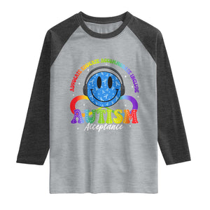 Autism Acceptance Raglan Shirt Acceptance Special Education Teacher Kids TS14 Heather Gray Heather Charcoal Print Your Wear