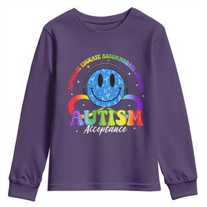 Autism Acceptance Youth Sweatshirt Acceptance Special Education Teacher Kids TS14 Purple Print Your Wear