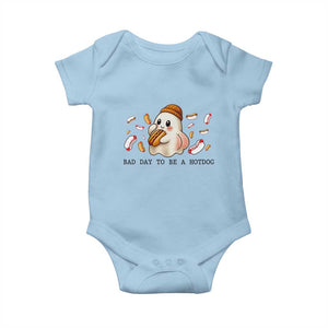 Funny Hot Dog Ghost Halloween Baby Onesie Bad Day To Be A Hotdog TS14 Light Blue Print Your Wear