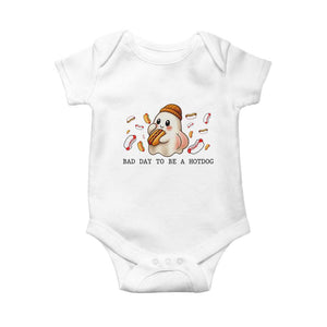 Funny Hot Dog Ghost Halloween Baby Onesie Bad Day To Be A Hotdog TS14 White Print Your Wear