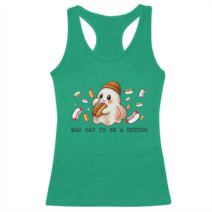Funny Hot Dog Ghost Halloween Racerback Tank Top Bad Day To Be A Hotdog TS14 Irish Green Print Your Wear