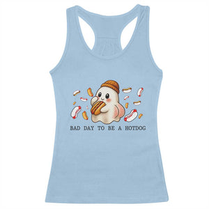 Funny Hot Dog Ghost Halloween Racerback Tank Top Bad Day To Be A Hotdog TS14 Light Blue Print Your Wear
