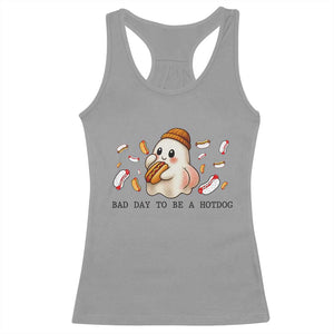 Funny Hot Dog Ghost Halloween Racerback Tank Top Bad Day To Be A Hotdog TS14 Sport Gray Print Your Wear