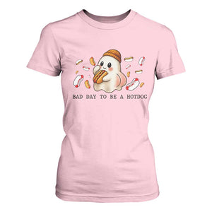 Funny Hot Dog Ghost Halloween T Shirt For Women Bad Day To Be A Hotdog TS14 Light Pink Print Your Wear