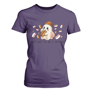 Funny Hot Dog Ghost Halloween T Shirt For Women Bad Day To Be A Hotdog TS14 Purple Print Your Wear
