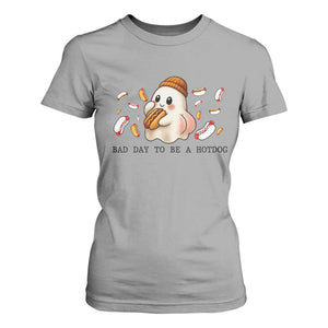 Funny Hot Dog Ghost Halloween T Shirt For Women Bad Day To Be A Hotdog TS14 Sport Gray Print Your Wear