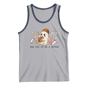 Funny Hot Dog Ghost Halloween Tank Top Bad Day To Be A Hotdog TS14 Athletic Heather Navy Print Your Wear