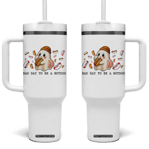 Funny Hot Dog Ghost Halloween Tumbler With Handle Bad Day To Be A Hotdog TS14 One Size: 40 oz White Print Your Wear