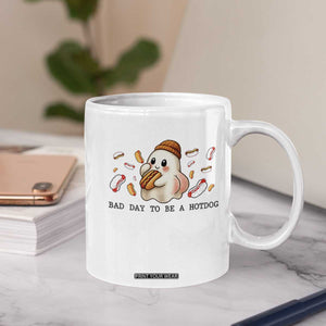 Funny Hot Dog Ghost Halloween Coffee Mug Bad Day To Be A Hotdog TS14 Print Your Wear