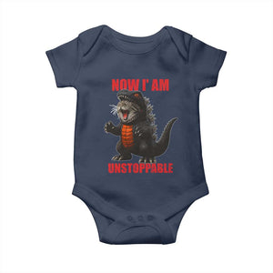 Now I Am Unstoppable Baby Onesie Funny Cat Japanese Anime Kawaii TS14 Navy Print Your Wear