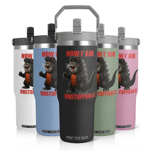 Now I Am Unstoppable Flip Straw Tumbler Funny Cat Japanese Anime Kawaii TS14 Print Your Wear
