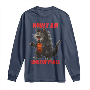 Now I Am Unstoppable Long Sleeve Shirt Funny Cat Japanese Anime Kawaii TS14 Navy Print Your Wear