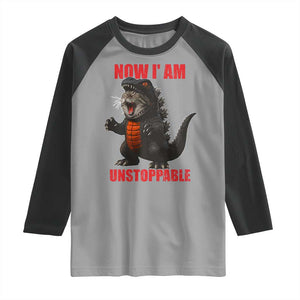 Now I Am Unstoppable Raglan Shirt Funny Cat Japanese Anime Kawaii TS14 Sport Gray Black Print Your Wear