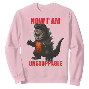 Now I Am Unstoppable Sweatshirt Funny Cute Cat Catzilla TS14 Light Pink Print Your Wear