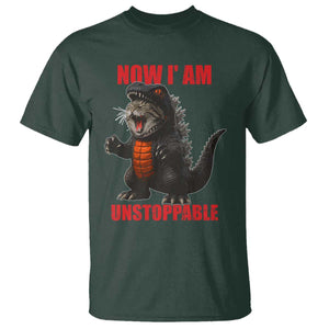 Now I Am Unstoppable T Shirt Funny Cat Japanese Anime Kawaii TS14 Dark Forest Green Print Your Wear