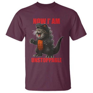 Now I Am Unstoppable T Shirt Funny Cat Japanese Anime Kawaii TS14 Maroon Print Your Wear