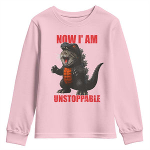 Now I Am Unstoppable Youth Sweatshirt Funny Cat Japanese Anime Kawaii TS14 Light Pink Print Your Wear
