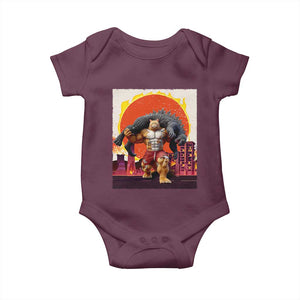 Japanese Kaiju Cat Cityscape Meme Baby Onesie TS14 Maroon Print Your Wear