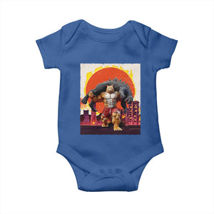 Japanese Kaiju Cat Cityscape Meme Baby Onesie TS14 Royal Blue Print Your Wear