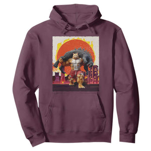 Japanese Kaiju Cat Cityscape Meme Hoodie TS14 Maroon Print Your Wear