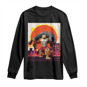 Japanese Kaiju Cat Cityscape Meme Long Sleeve Shirt TS14 Black Print Your Wear
