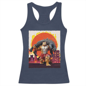 Japanese Kaiju Cat Cityscape Meme Racerback Tank Top TS14 Navy Print Your Wear