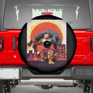 Japanese Kaiju Cat Cityscape Meme Spare Tire Cover TS14 Black Print Your Wear