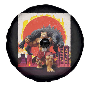 Japanese Kaiju Cat Cityscape Meme Spare Tire Cover TS14 Print Your Wear