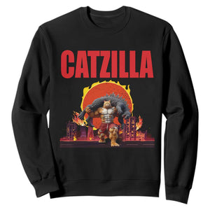 Catzilla Funny Cat Japanese Cityscape Sweatshirt TS14 Black Print Your Wear