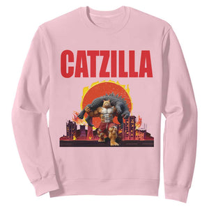 Catzilla Funny Cat Japanese Cityscape Sweatshirt TS14 Light Pink Print Your Wear
