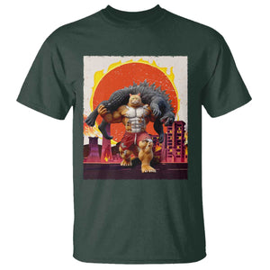 Japanese Kaiju Cat Cityscape Meme T Shirt TS14 Dark Forest Green Print Your Wear