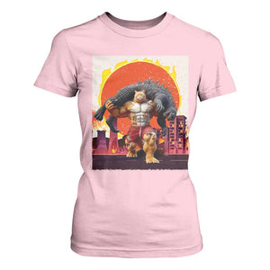 Japanese Kaiju Cat Cityscape Meme T Shirt For Women TS14 Light Pink Print Your Wear