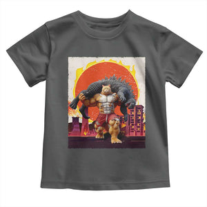 Japanese Kaiju Cat Cityscape Meme Toddler T Shirt TS14 Dark Heather Print Your Wear