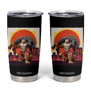 Japanese Kaiju Cat Cityscape Meme Tumbler Cup TS14 Black Print Your Wear