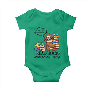 That Is What I Do I Read Books Baby Onesie Funny Sloth Book Lover TS14 Irish Green Print Your Wear