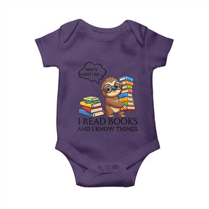 That Is What I Do I Read Books Baby Onesie Funny Sloth Book Lover TS14 Purple Print Your Wear