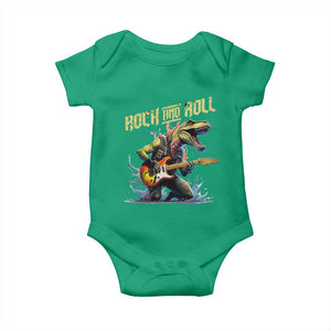Rock And Roll Baby Onesie Funny Dionasaur Playing Guitar TS14 Irish Green Print Your Wear